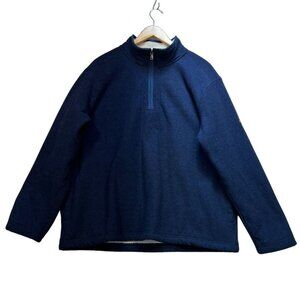 Orvis Mens Pullover Sweater Size XXL Navy Classic Sherpa Lined 1/4 Zip Cozy